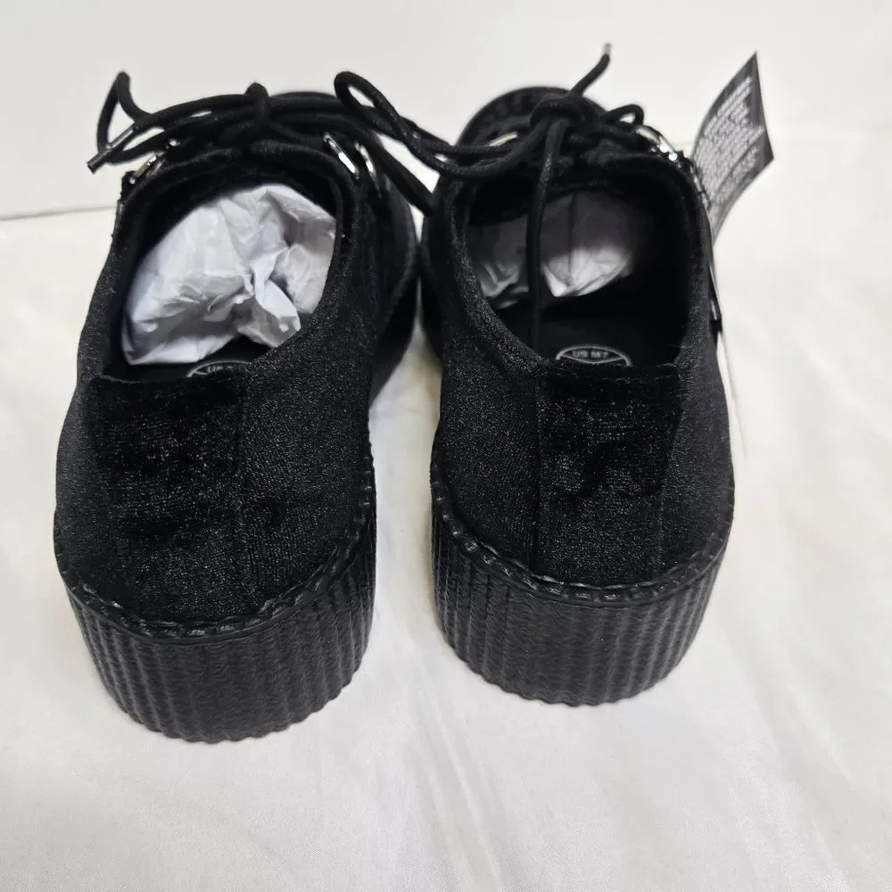 NEW‎ TUK black velvet viva mondo platform vegan creeper unisex size M7/W9 EU 40